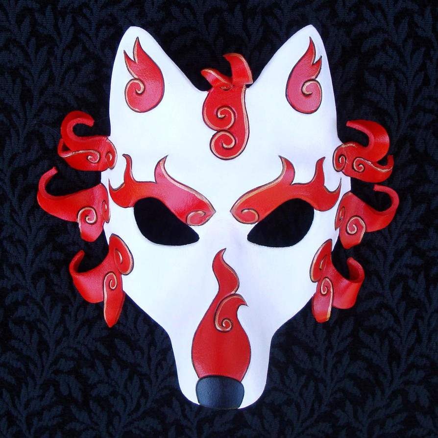 White Flaming Kitsune Mask by merimask on DeviantArt